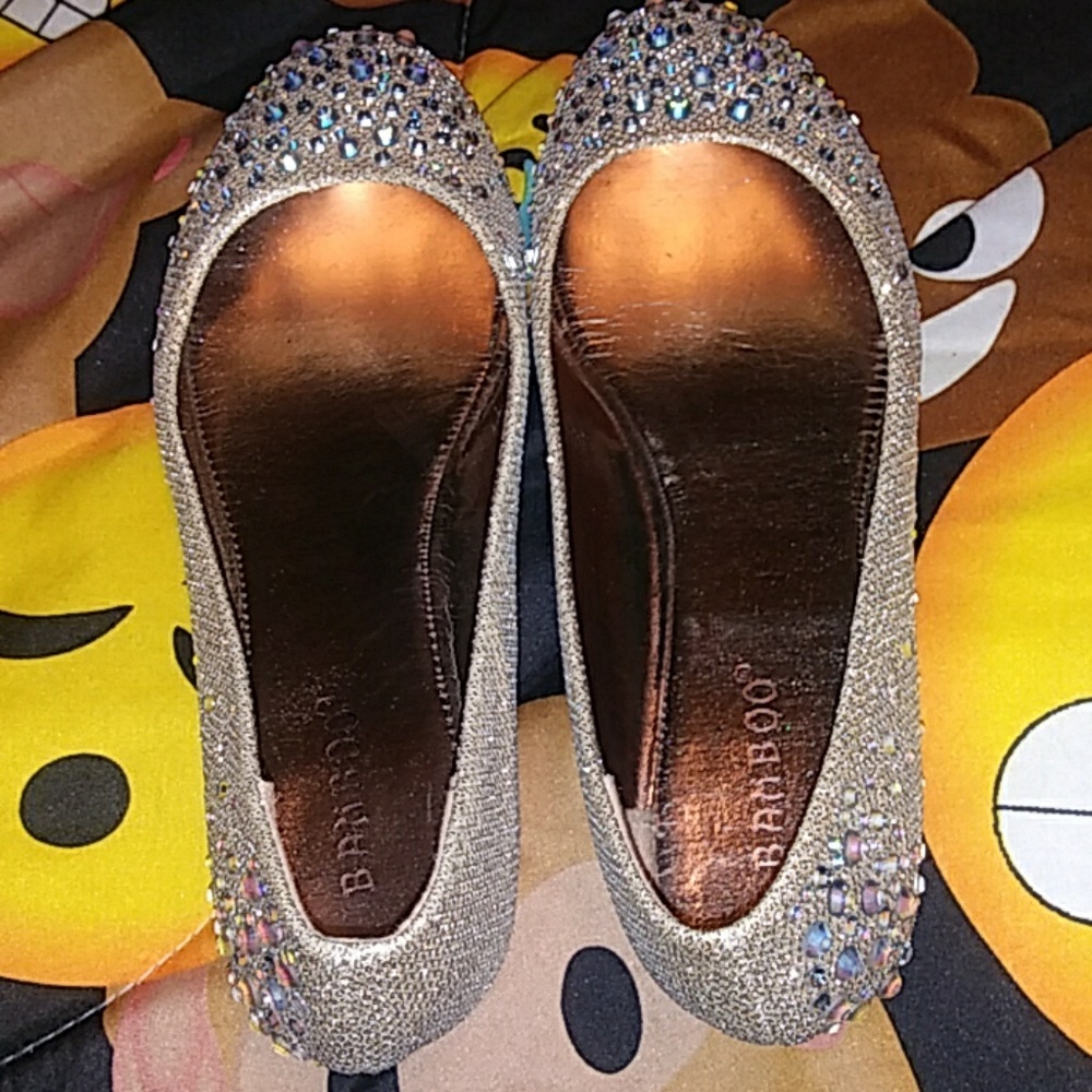 Gold flats with rhinestones